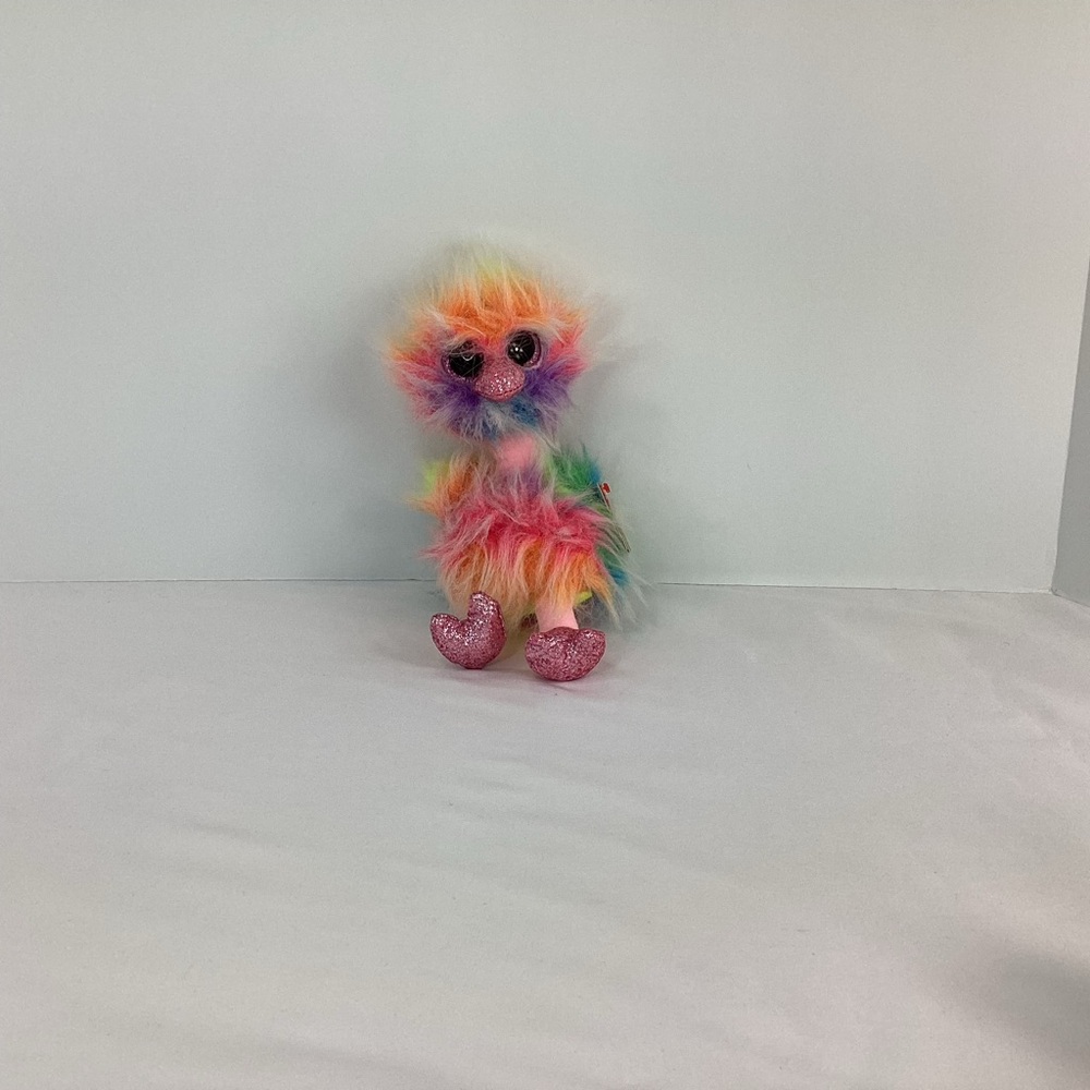 TY Beanie Boos Asha the Rainbow Ostrich Bird Stuffed Animal Plush Toy 2019 w/Tag - Picture 4 of 13